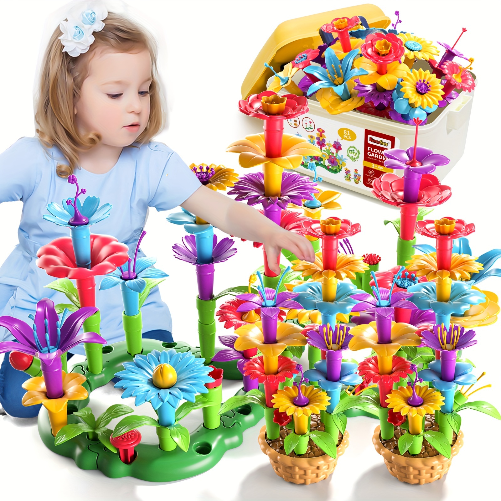 

Flower Garden Building Toys For 2 3 4 5 6 Year Old Girls, Educational Activity Preschool Birthday Gifts, Stem Toys For Kids Toddlers Ages 1-3 3-5