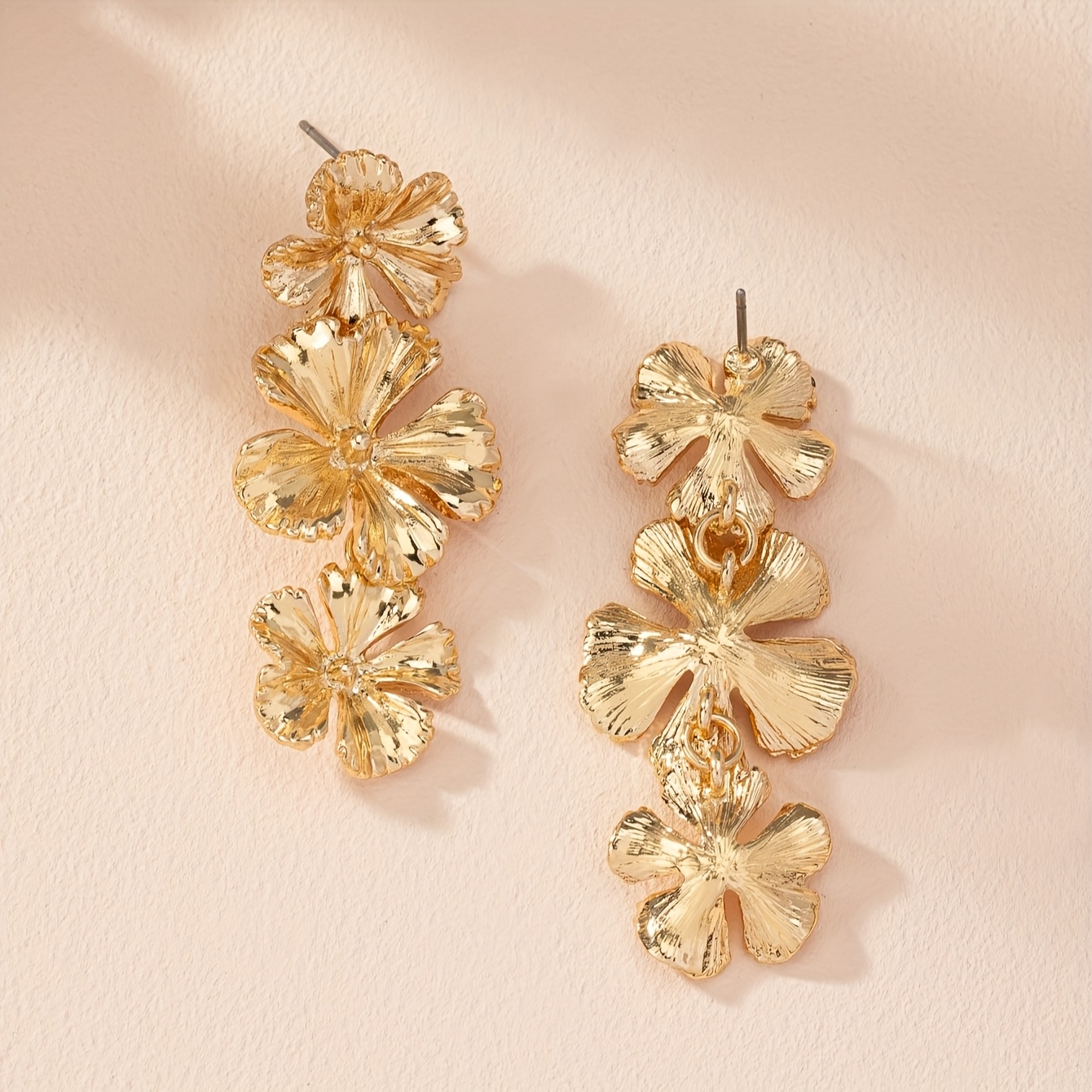 Bohemian Golden Flower Dangle Earrings for Women
