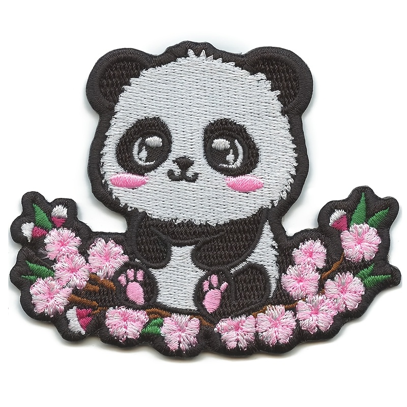 TEMU 1pc Cherry Panda Patch Kawaii Bear Embroidered Iron On
