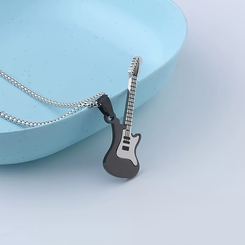 TEMU [Personalización] 1 Collar con Colgante de Guitarra Eléctrica Personalizado, Dijes con Personalizado, Regalo para Guitarristas, y Profesores,