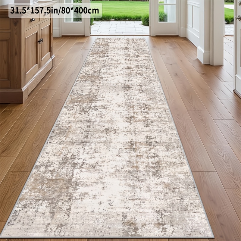 TEMU 1pc Modern Minimalist Abstract Texture Long Runner Rug, Home Carpet, Washable Vintage Distressed Area Rug, Premium Bedside Mat, Suitable For