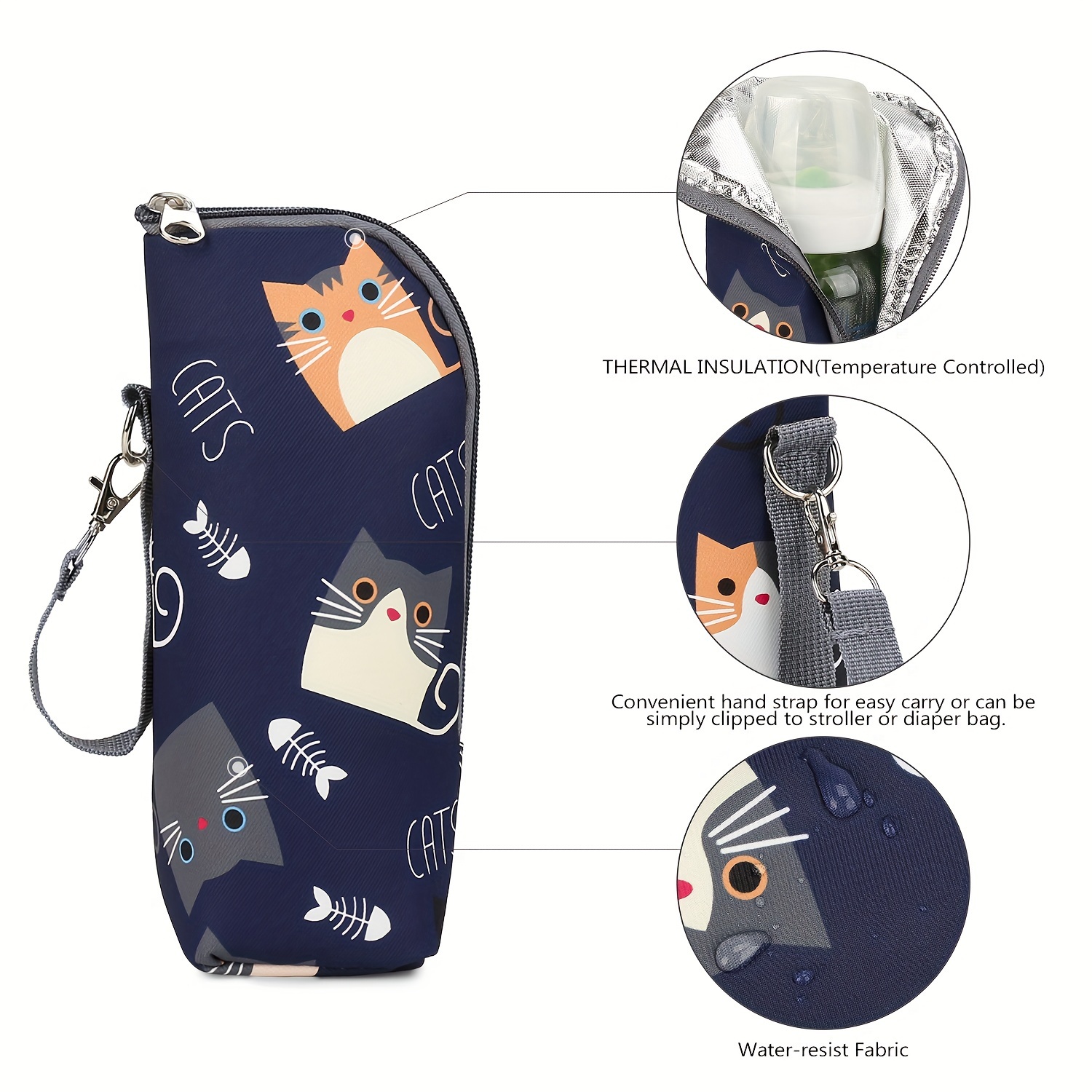 portable milk bottle bag aluminum film insulated   stroller hanging bag details 7