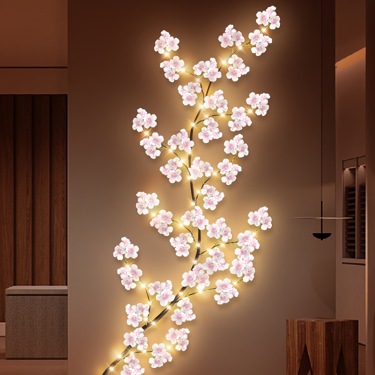 TEMU 1pc 300 Led Willow Vine Lights Featuring Artificial Flowers, Perfect For Home Decoration On Valentine's Day. Usb-powered String Lights Serve As