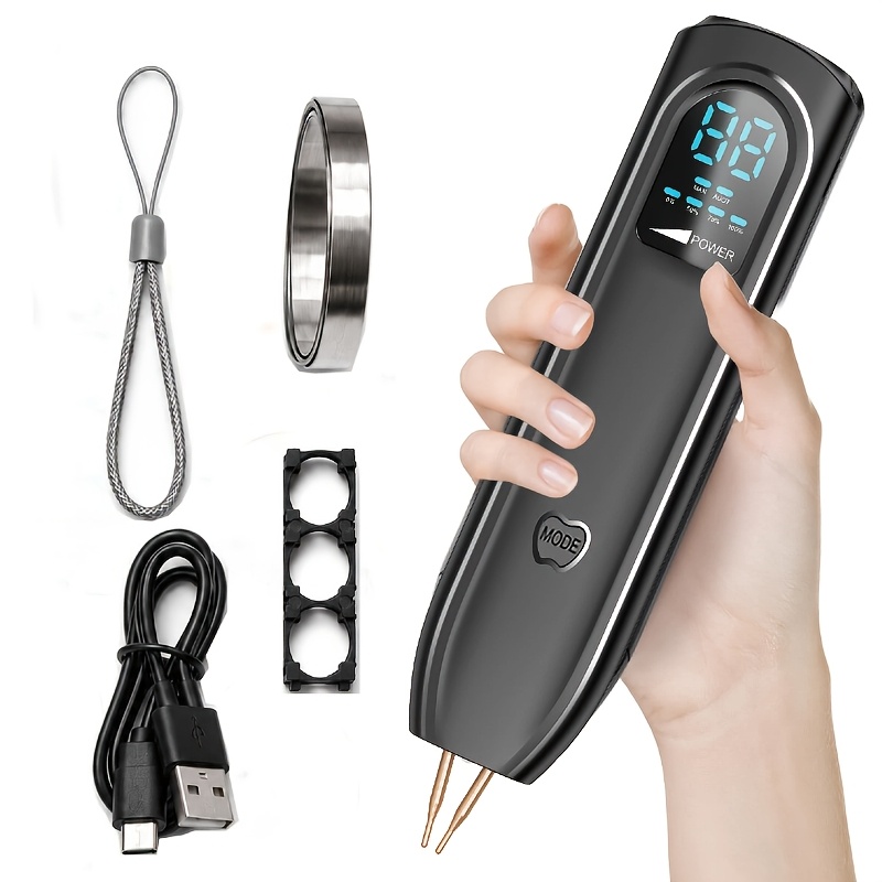 TEMU ANKNQ Soudeuse à points à batterie, Soudeuse à points à pointe de stylo remplaçable à double extrémité, automatique et manuel, maximale avec 11