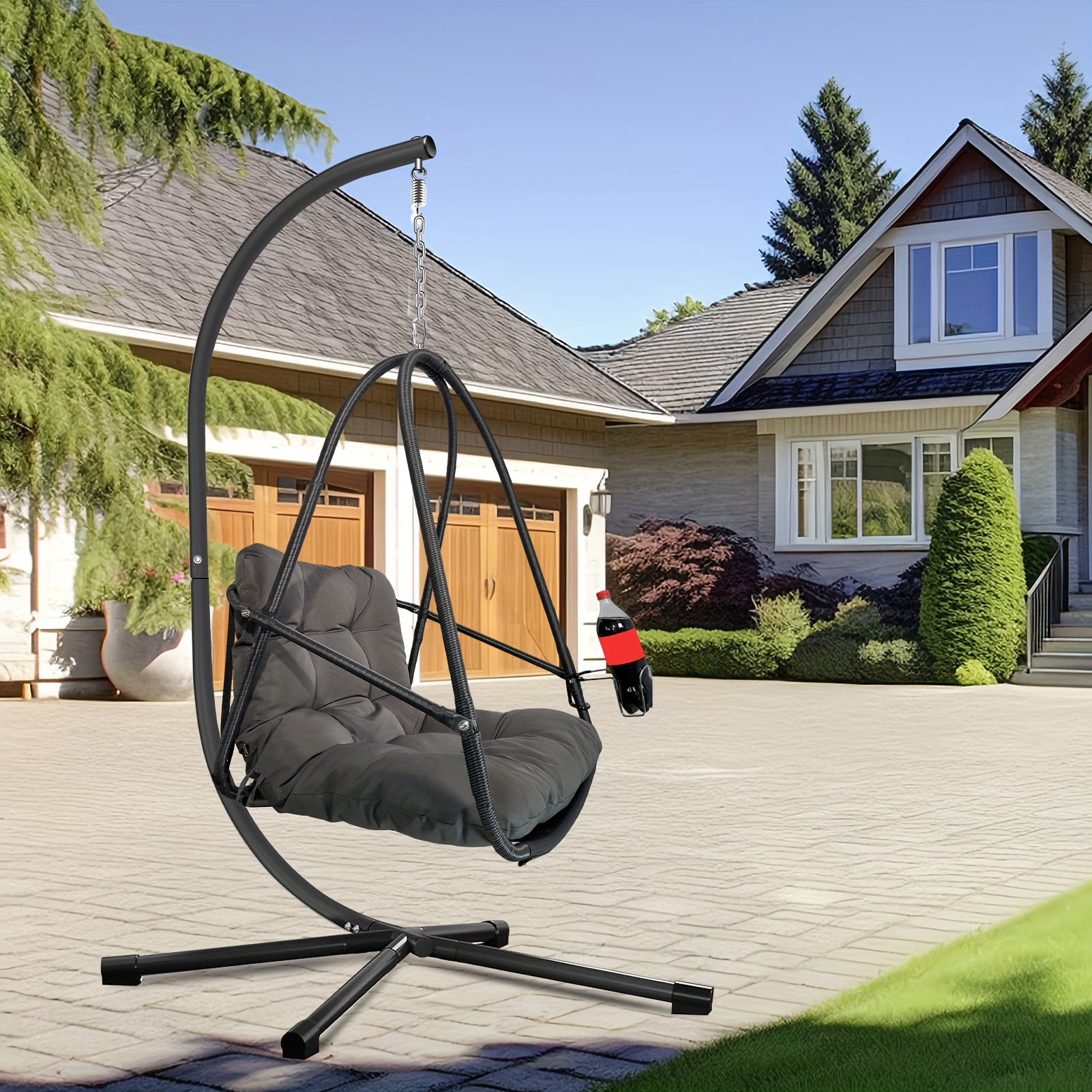 Patio Furniture Hanging Egg Chair With Cup Holder Heavy Duty