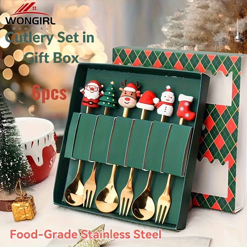 

Stainless Steel -shaped Patterned Christmas And Set - , -, And Dishwasher Safe - Red/ Box For Stirring , Tea, , ,