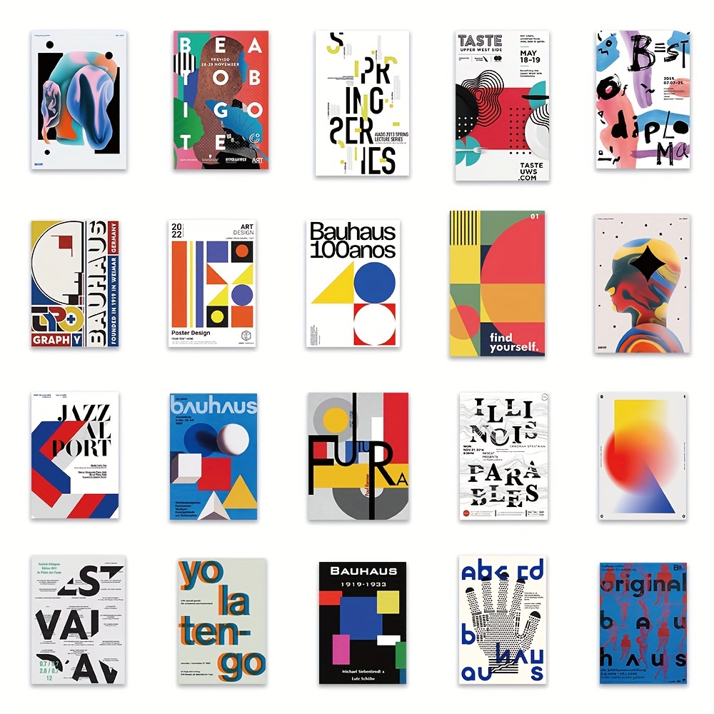 40 Sheets Bauhaus -garde Art Posters Stickers Notebook Helmet Skateboard Tablet Guitar Wall Decoration Self-adhesive Painting Sealing Stickers