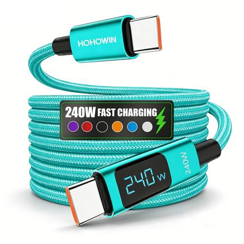 usb c auf usb c kabel, 240w max usb c ladekabel, mit led-anzeige, typ c schnellladekabel kompatibel mit für iphone 17/16/15 pro max, für , für ipad, für samsung galaxy s26/25/24 ultra, switch, für