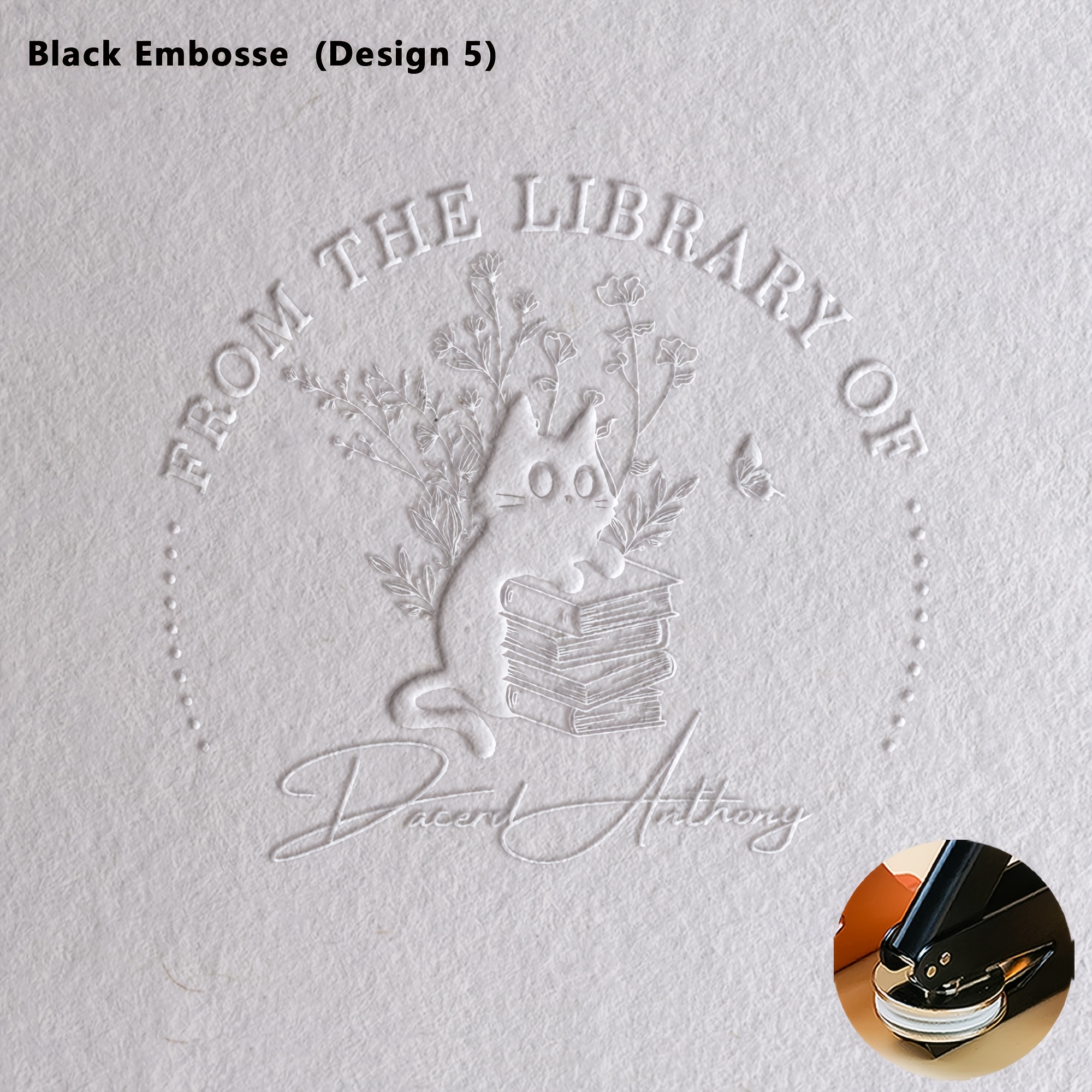 Temu Custom Embosser For Books, Personalized Library Stamp, Name Embosser, Gift For Book Enthusiasts-image
