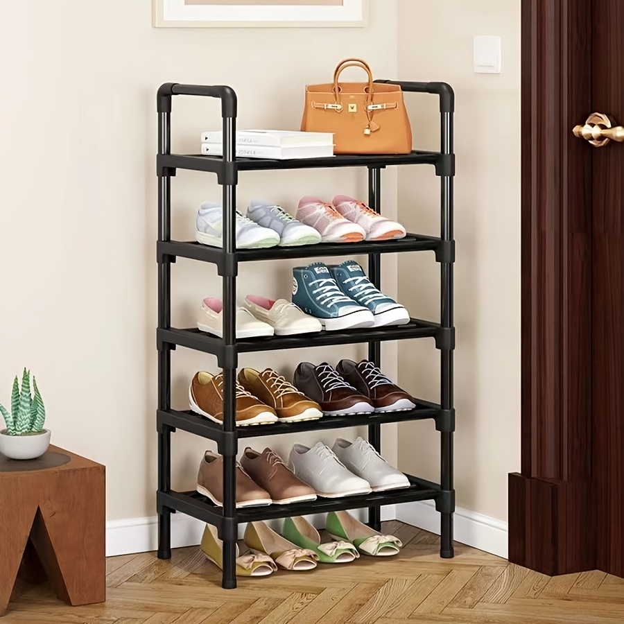 

1pc Freestanding Metal Shoe Rack, Sturdy Zinc Tubes, Plastic Caps, Ideal For Bedroom, Hallway, Bathroom, Office Home Storage Organizer