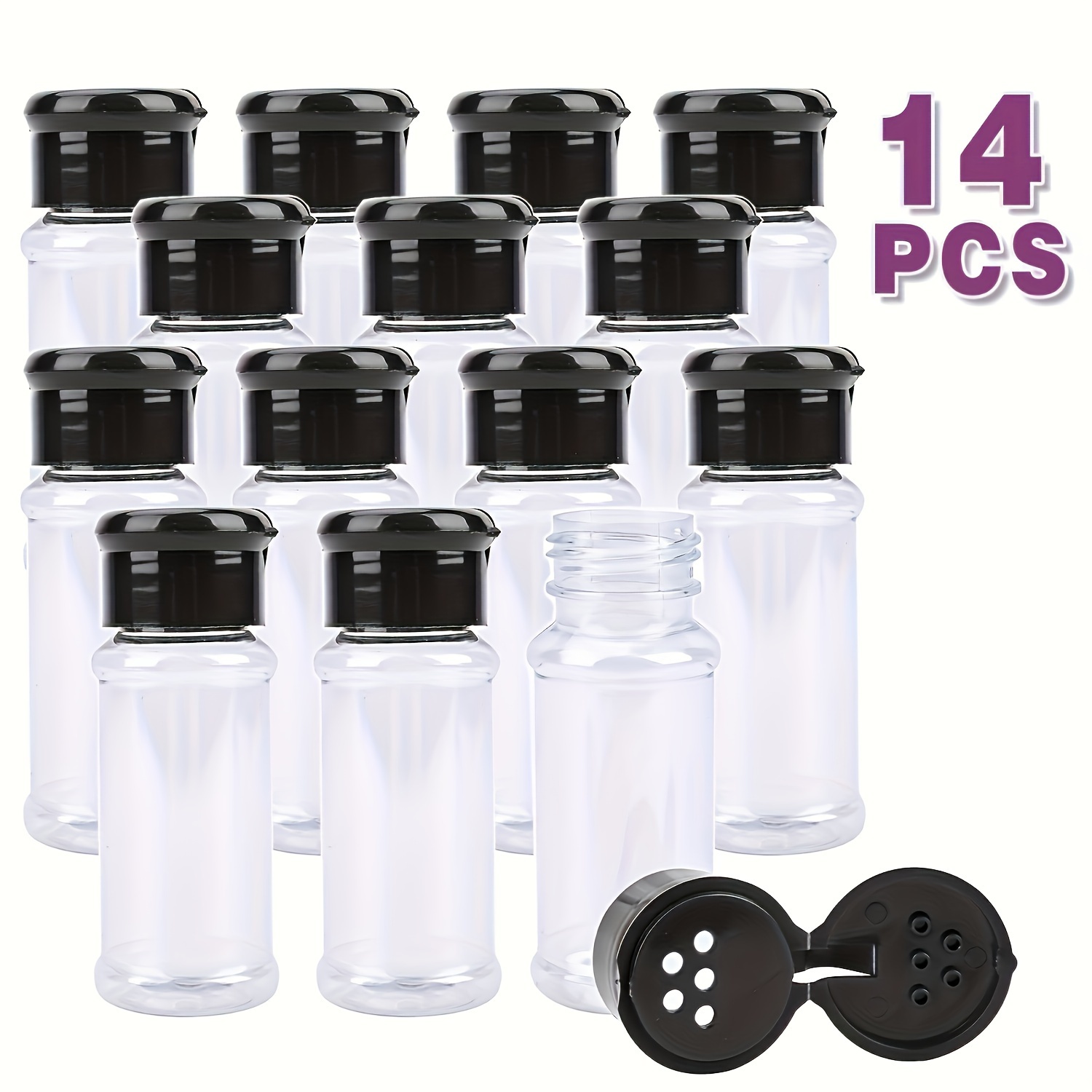 

14pcs Portable Spice Jars With Shaker - Pp Material, Non-electric, Food Supply Equipment, Ideal For Bbq, Camping & Kitchen Use, Easy To Carry And Clean, For Enthusiasts