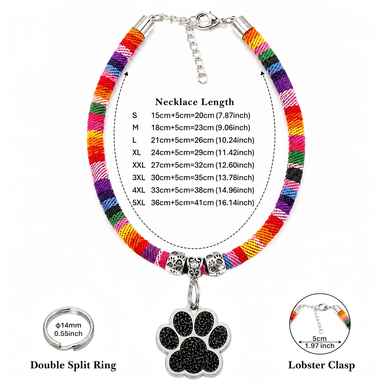 Personalized Braided Rope Pet Collar with Custom Name Tag