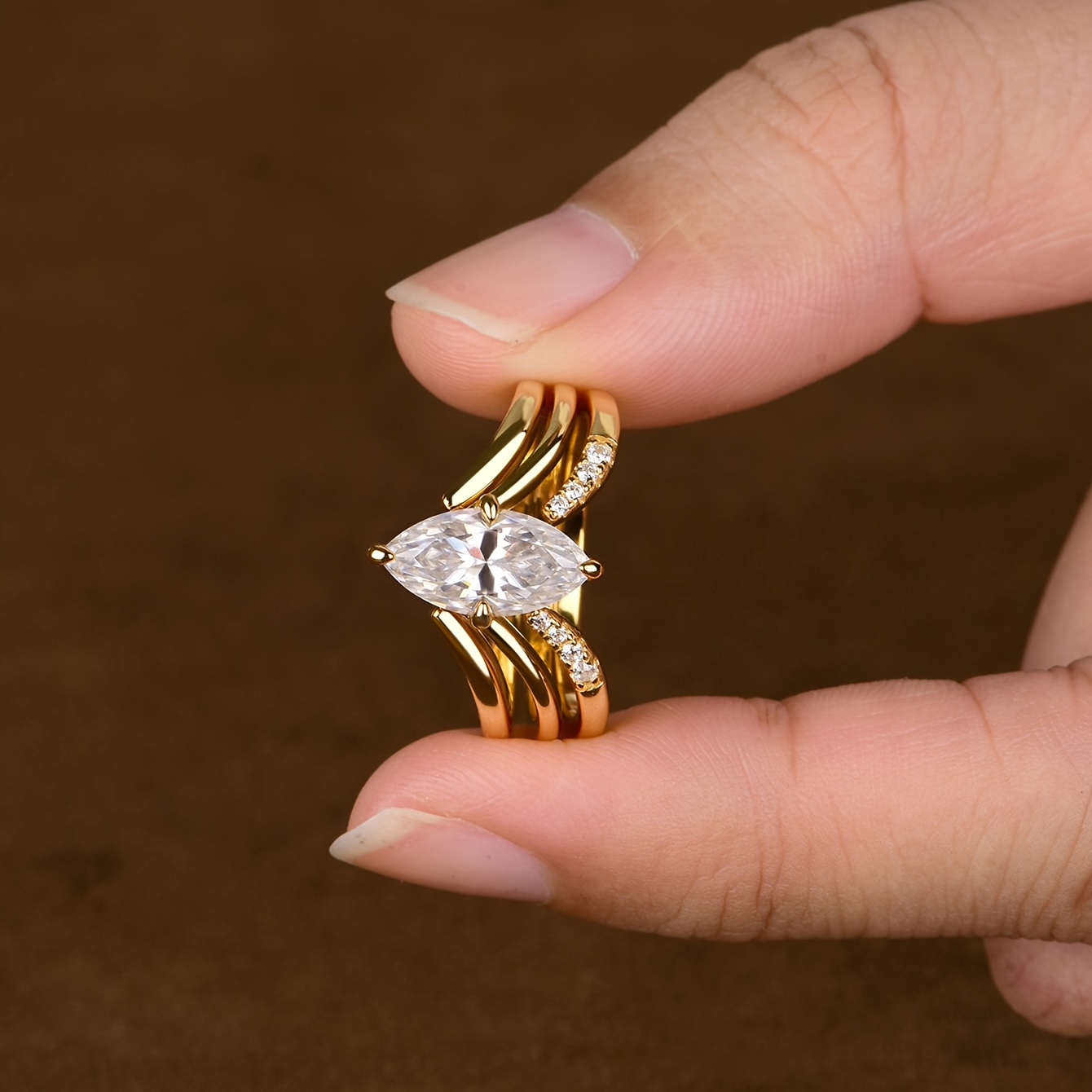 3pc Stackable Horse Eye Shaped Synthetic Zircon Ring Set