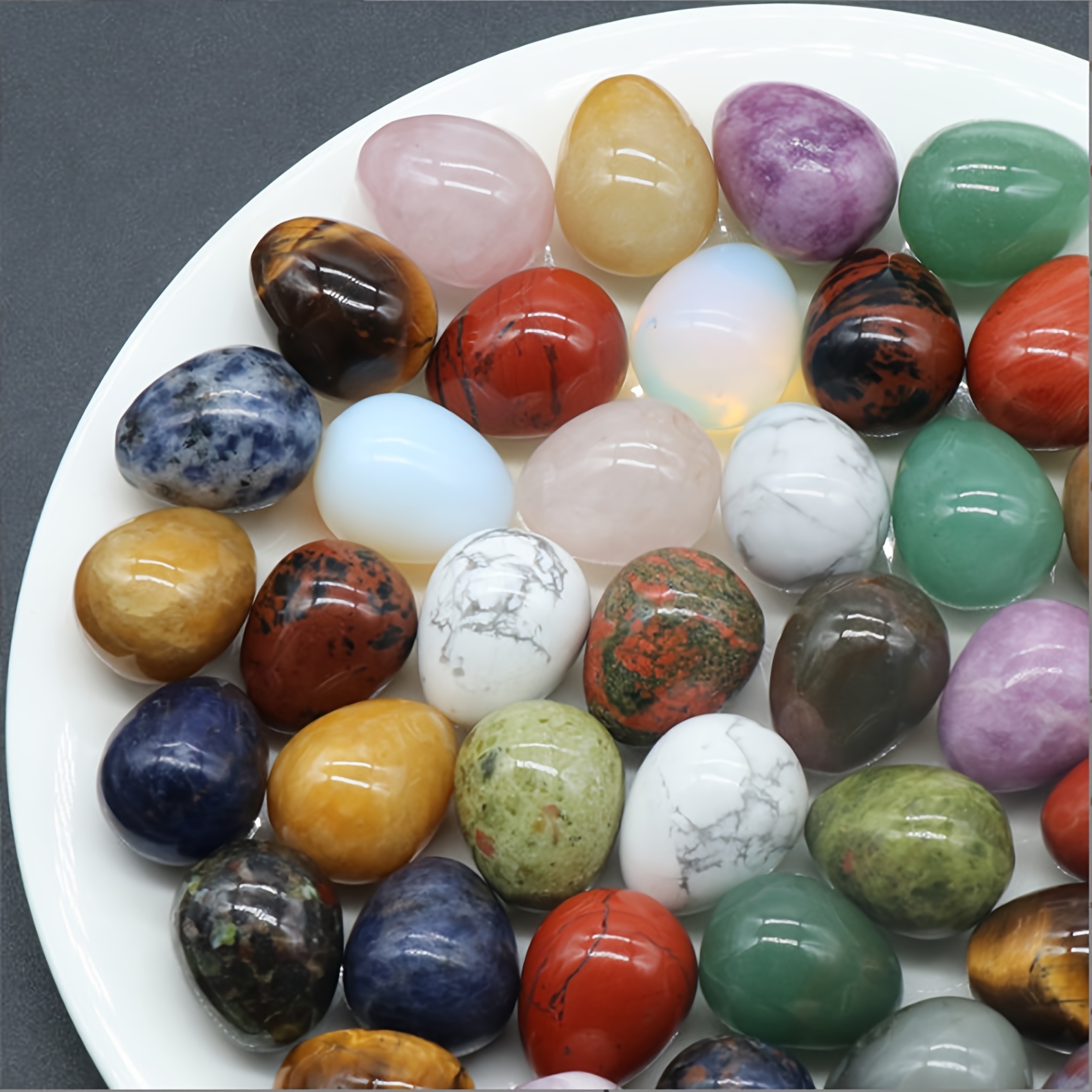 

Qydcx 1 Set Natural Stone Egg Collection, Assorted Agate Stones, Decor, Collectible Rocks, Gift For Enthusiasts, Qc634