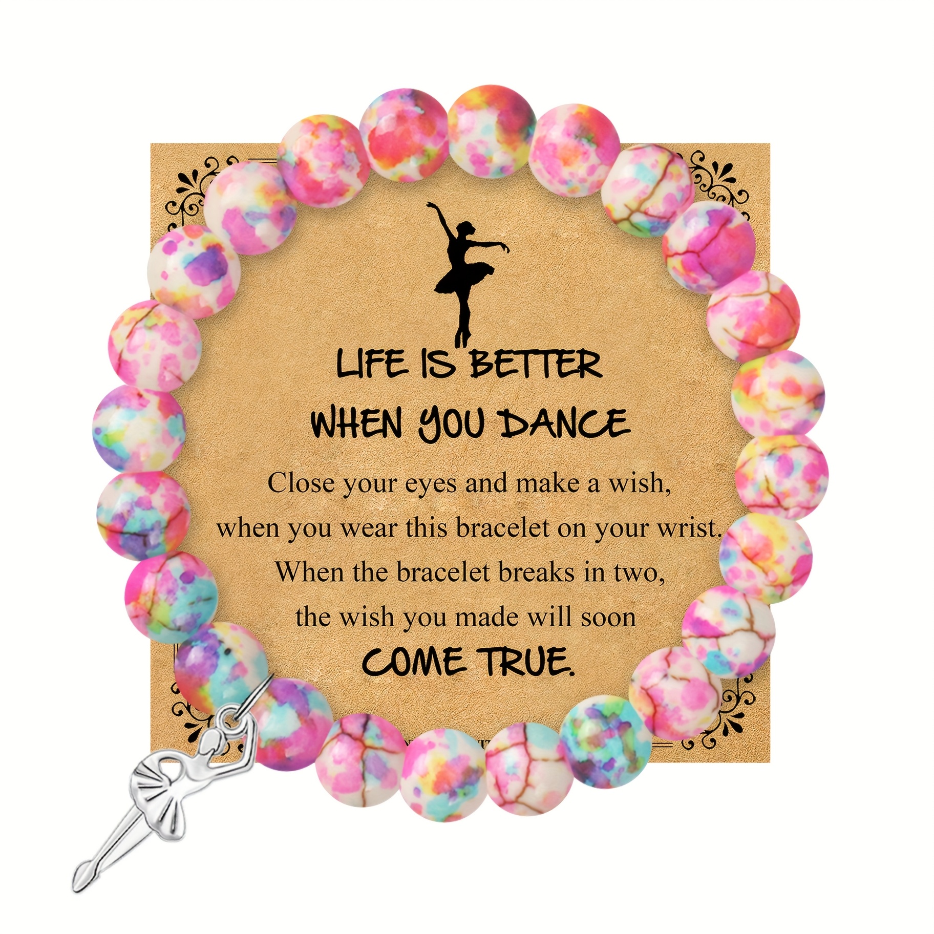 TEMU 1pc Valentine's Day Romantic Gift For Daughter Niece, Dance Bracelet With Blessing Card, Ideal Birthday Gifts For Granddaughter Daughter Niece,