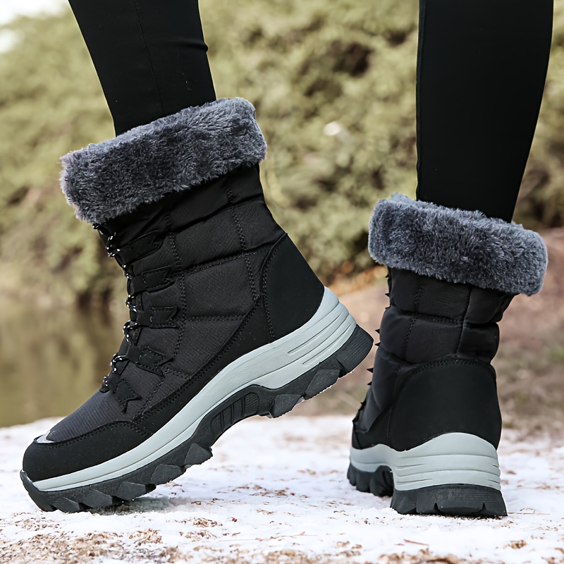 womens heavy duty snow boots with like collar cold resistant winter shoes anti slip rubber sole round toe for ice walking hiking skiing warm ankle boots wide width   for moms Product details 4