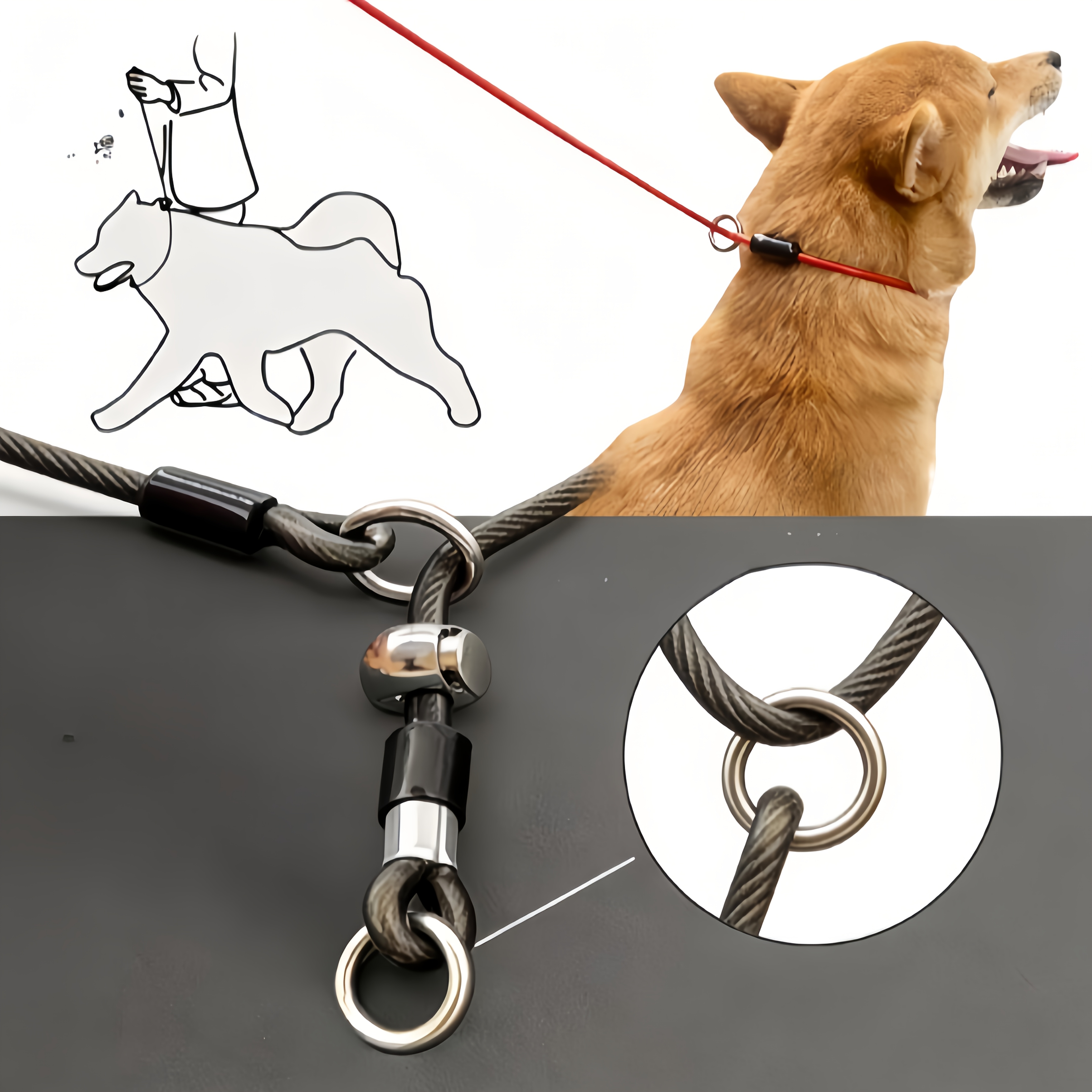 TEMU Collare da addestramento a catena a P in filo d'acciaio a di masticazione per cani, taglia cm, guinzaglio -tiro per cani di taglia media e