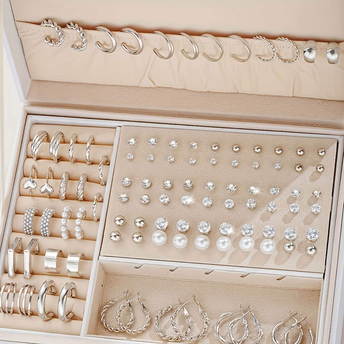 

102pcs Jewelry Set For Women, Assortment, Elegant & , & Pearl, Metal Stud Earrings, Ideal Gift For Family, Friends, Girlfriend, For All , Vintage & Minimalist Style (box Not Included)