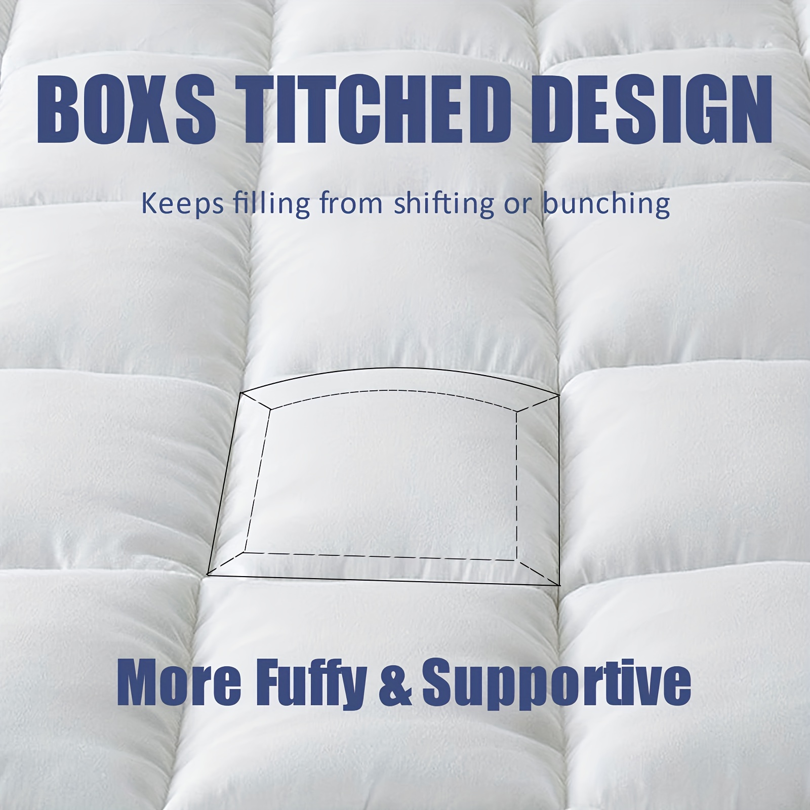 Extra Thick Mattress Topper Measuring 10Cm/4 Inches, Featuring Deep Soft Quilted Microfiber And Elastic Straps, Breathable Design Suitable for Single, Double, King, And Super King UK Bed Sizes, Available in White, Grey, And Blue
