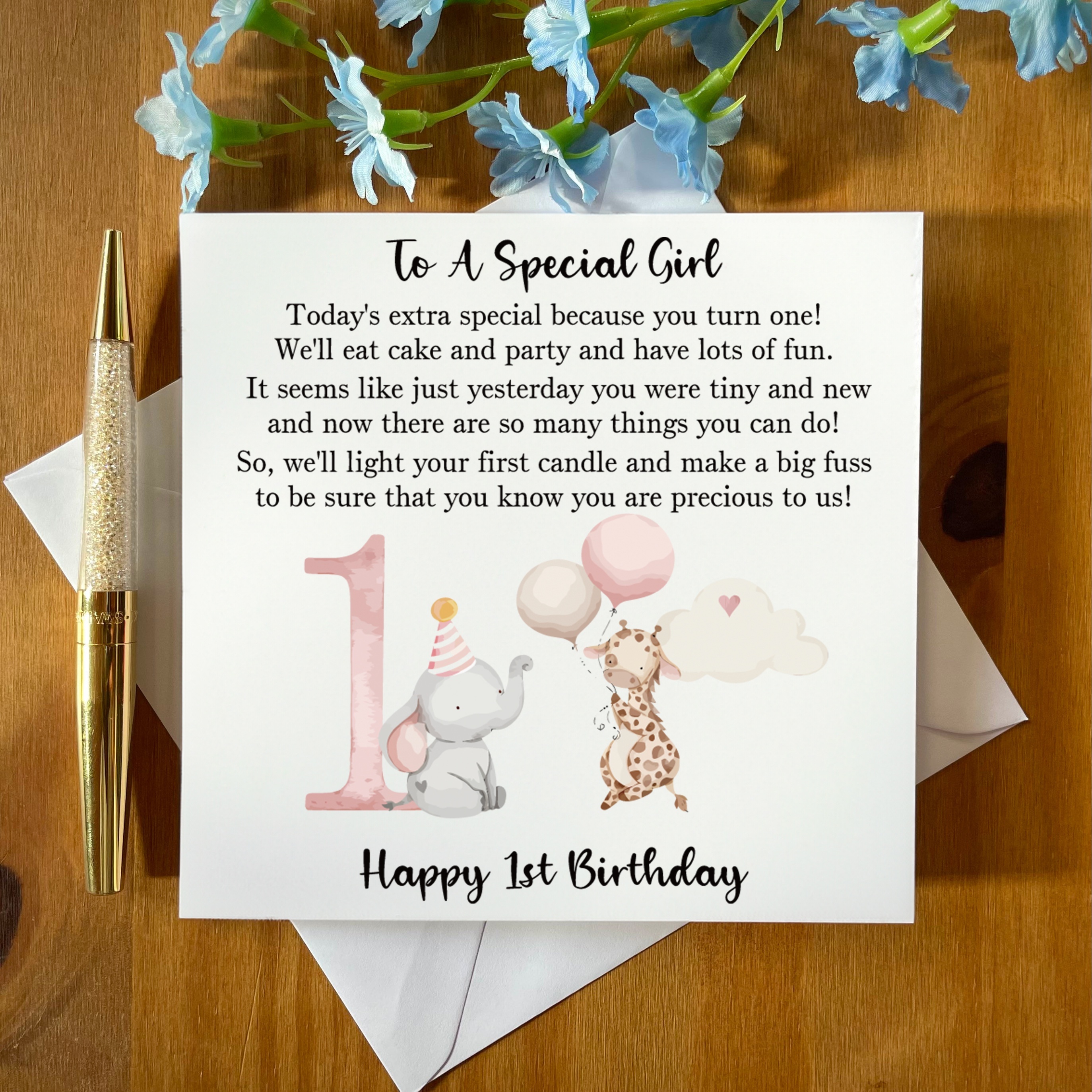 

Charming 1st Birthday Celebration Note For Any Recipient – Premium Paper, Includes Envelope, Festive Animal Design, Ideal For Daughter, Granddaughter, Niece, Godchild, Sister – Jungle Theme First