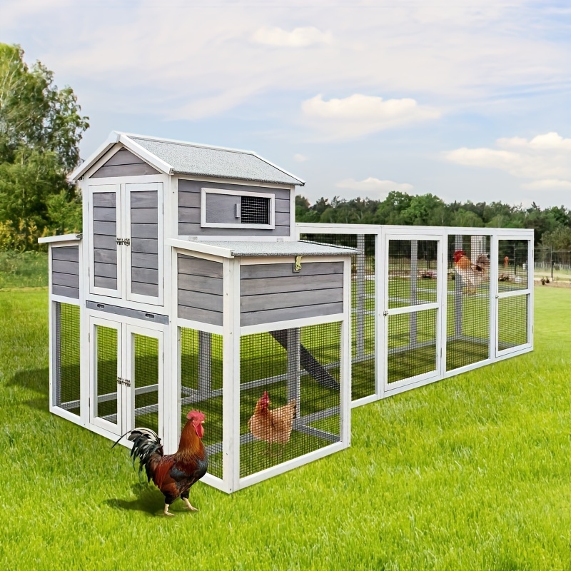 

Aivituvin Chicken Coop Extra Large Chicken House For 8-10 Chickens, Outdoor Wooden Hen House Poultry Cage W/two Nesting Boxes, 6 Perches, Large Run