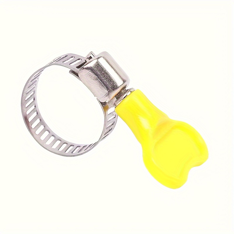 Image of 10pcs Durable Stainless Steel Clamps With Ergonomic Yellow Plastic Handles | Twist-on Hose Clips For Secure Fastening, Ideal For Plumbing & Automotive Repairs