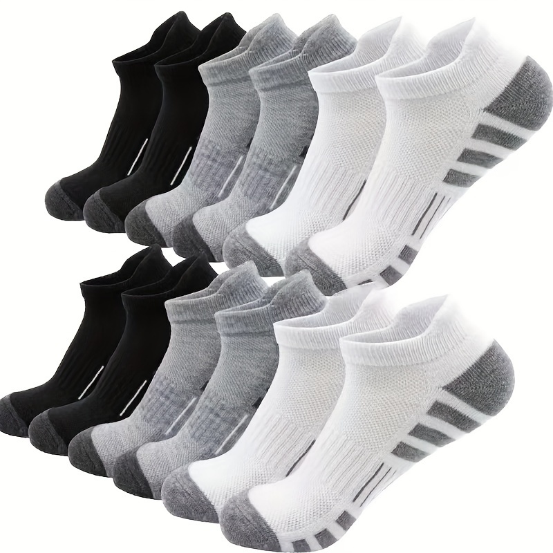 

12 Pairs Of Men's Cotton Blend Low Cut Ankle Socks, Anti Odor & Sweat Absorption Breathable Socks, For Outdoor Wearing All Seasons Wearing