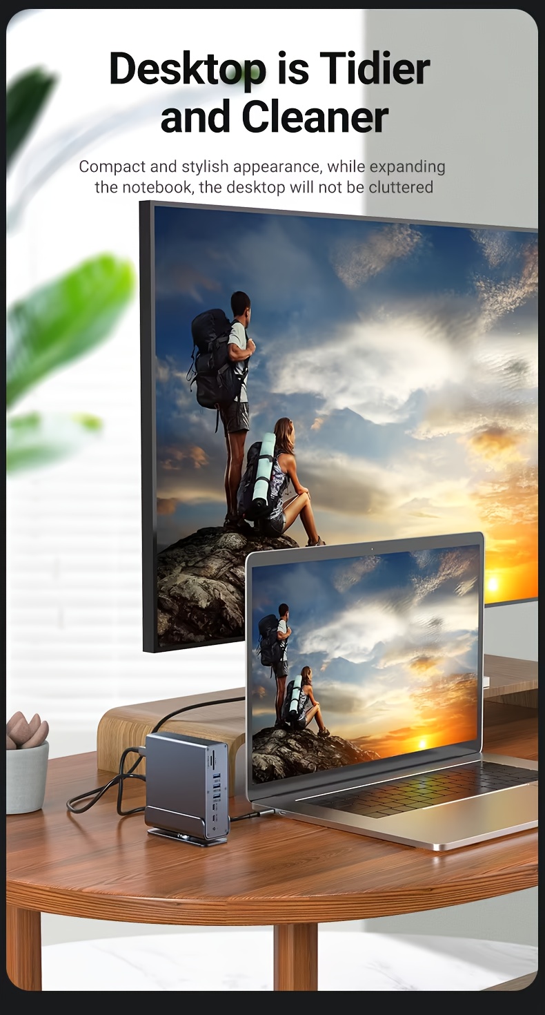 Triple Display Video Docking Station 15-in-1, MST Port, HD 4K 60Hz, DP 3-Screen Extension, USB 3.2 10G, USB C 15-in-1 Hub, SD, TF, Audio, Gigabit Ethernet