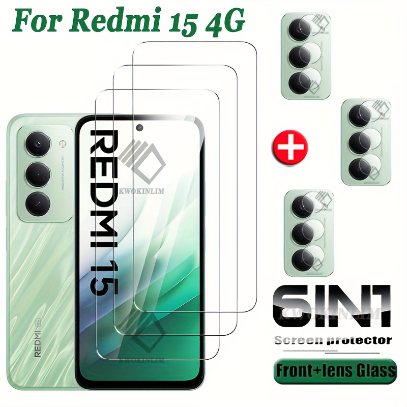 Image of (3+3) 6in1 For Xiaomi Redmi 15 4g Tempered Glass Redmi 15 Screen Protector Film*3 + Lens Film*3