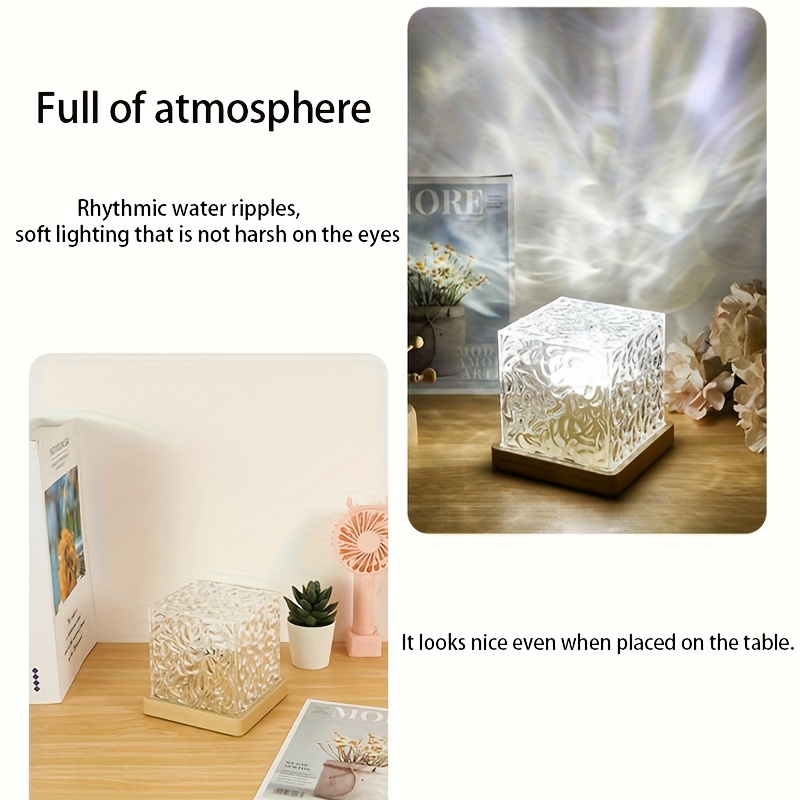 Cube-Shaped Ambient Light Featuring a Wave-Pattern Design, Powered by USB, Adjustable in Multiple Colors, And Comes with a Remote Control, Ideal for Use in Bedrooms, Living Rooms, And Various Other Environments