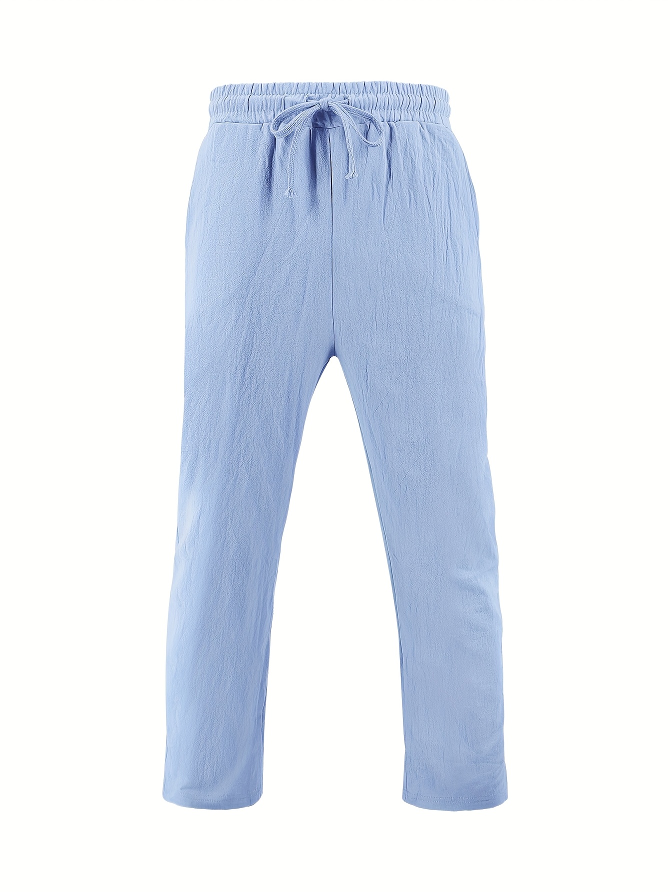 Men'S Summer Linen Casual Short Sleeve Shirt And Loose Beach Long Pants Set