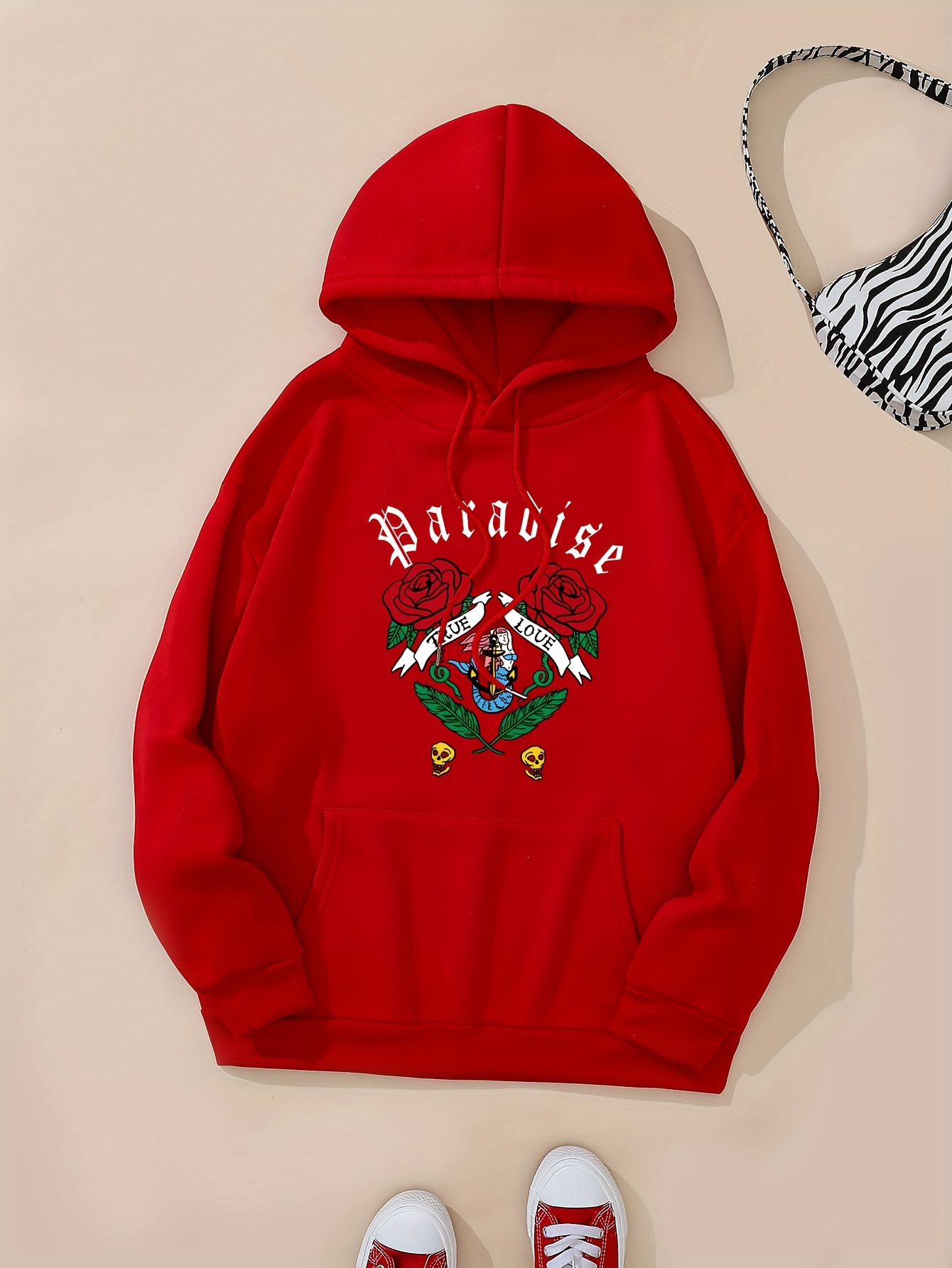 Rose embroidered hoodie outlet women's