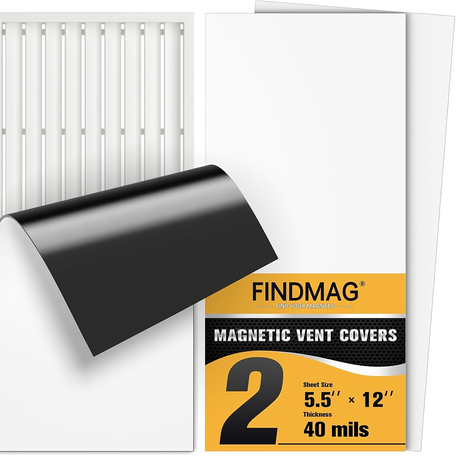 

2pcs Strong Magnetic Vent Covers, 5.5" X 12" - Home Hvac & Ac Vents On Floors, Ceilings, Walls | Synthetic Rubber