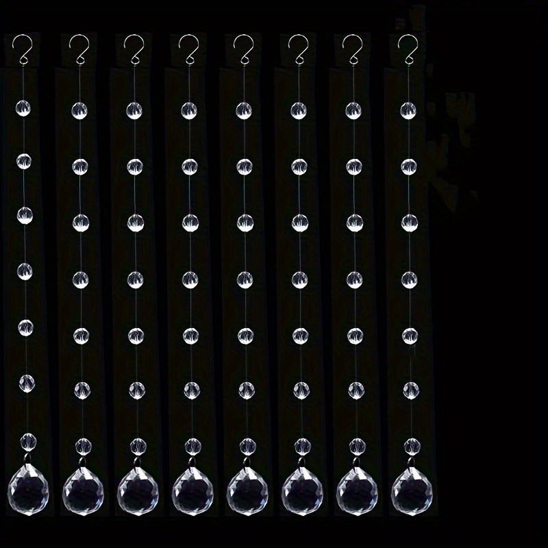 10pcs Elegant Acrylic Crystal Bead Curtain With Hooks - Transparent Beads For Wedding, Porch, Or Ceiling Decor - & Party Decoration