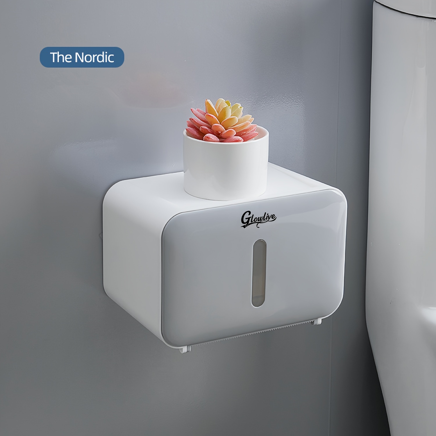 TEMU Distributeur de papier toilette, Rangement salle de bain, Rangement encombrant, Couvercle de boîte à mouchoirs, Design élégant, pratique, Salle