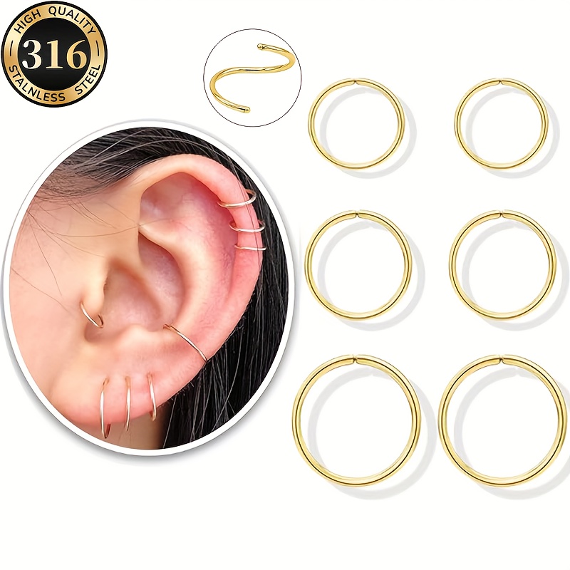 6pcs Small Earring Set, Suitable For Women, For Cartilage, Helix, And Tragus Piercings
