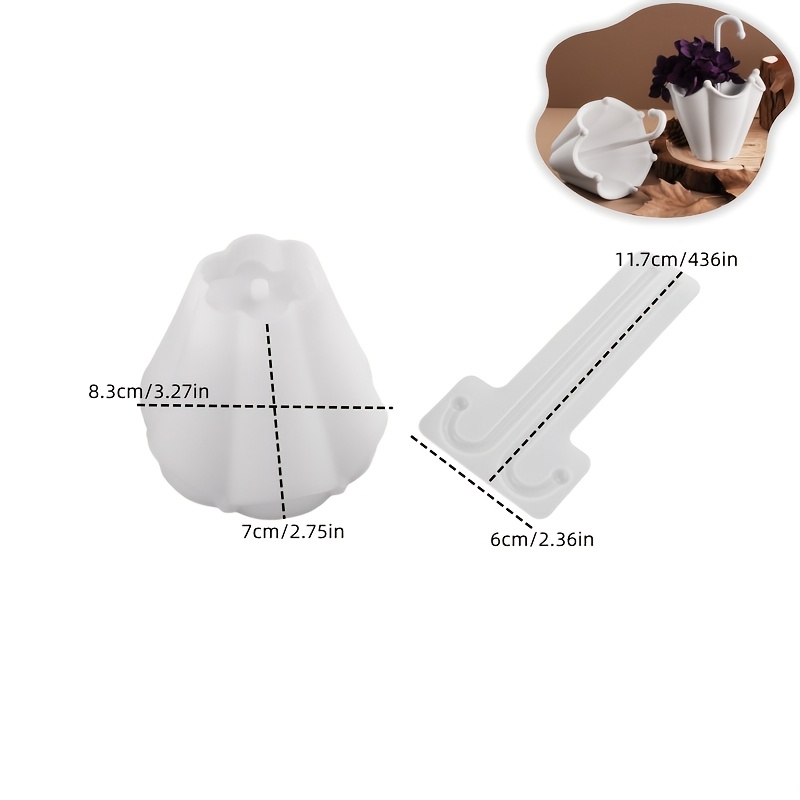 E-shop DNEJIU . schirmförmige Harz-/Epoxidharzform, geeignet für DIY Mini-Kerzenhalter, Regenschirm-Vasenformen, Gips-Bastelarbeiten, handgemachte