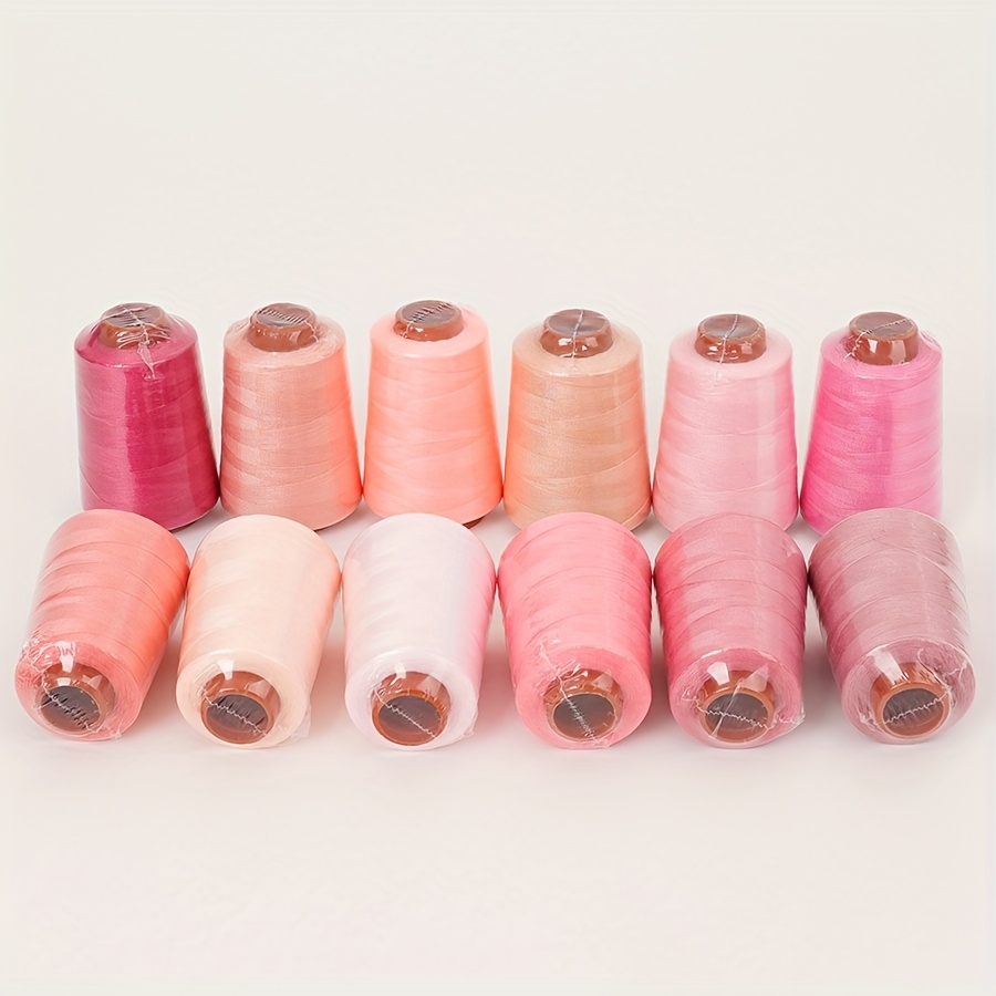 E-shop 12er-Packung Rosa Nähgarn, 800 Yard Baota Garn, 402 Nähmaschinen Spezialgarn, Polyester Denim Garn, Handnähgarn für Zuhause