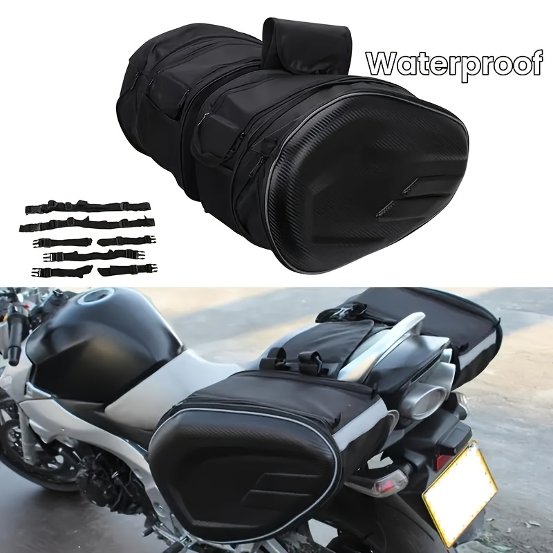 

Motorcycle Bags - 36-58l Capacity, Waterproof Side Bags For Motorcycles And , Universal Fit With Detachable Straps, Multi-functional Travel Riding Packs For Helmet Storage, Black Pu Leather