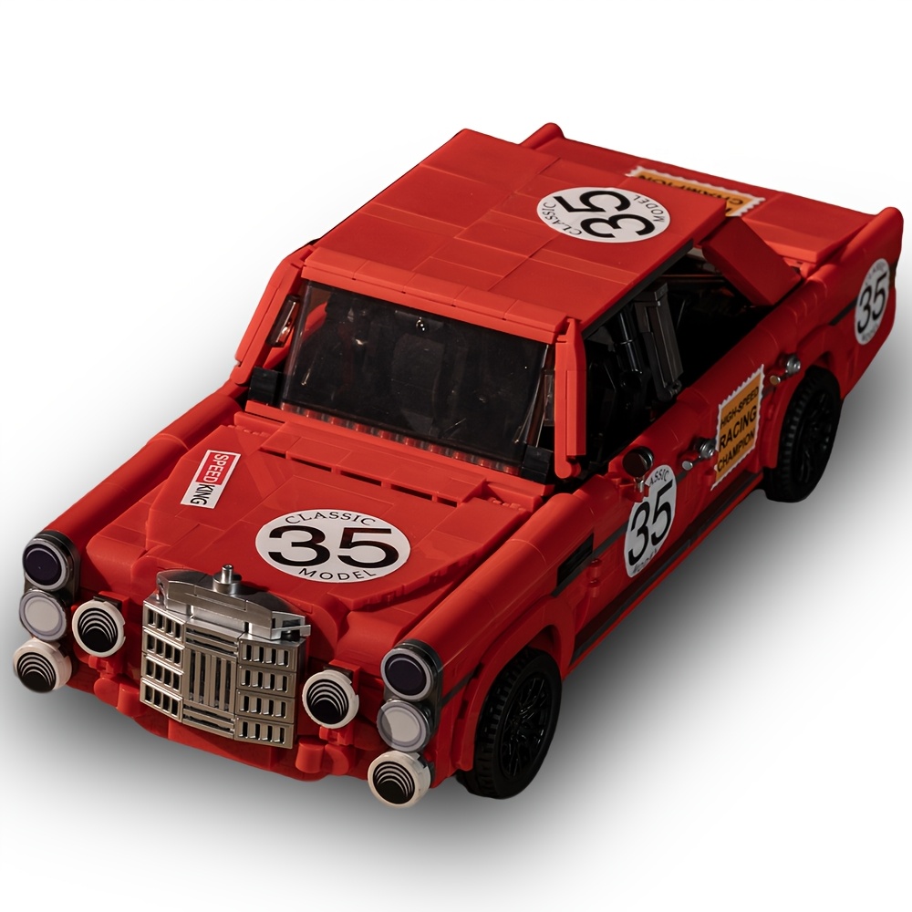 Image of 1652pcs Classic Retro Car Building Block Kit, Red High Detail Assembled Model, Collection Level Assembled Model Ornament, Perfect For Fans To Collect, Best Exquisite Gift Jd105