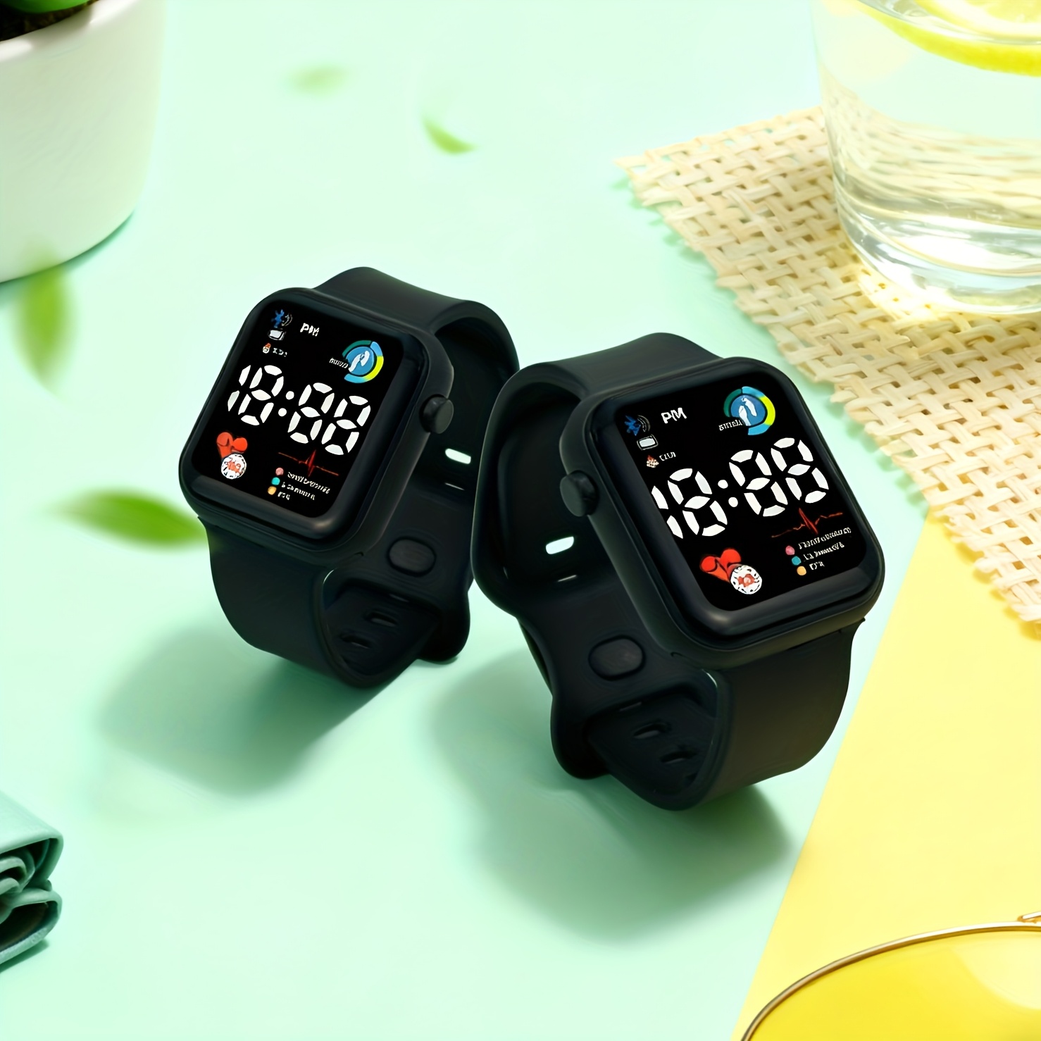 1pc New Fashion Easy Multifunction Square Electronic Watch - Black Clear Luminous LED Digital Wristwatch Slim Dial Flexible Comfortable Pvc Wristband Unisex Daily Casual Matching Fashion Watch Suitable for Holiday Gift Perfect Gift