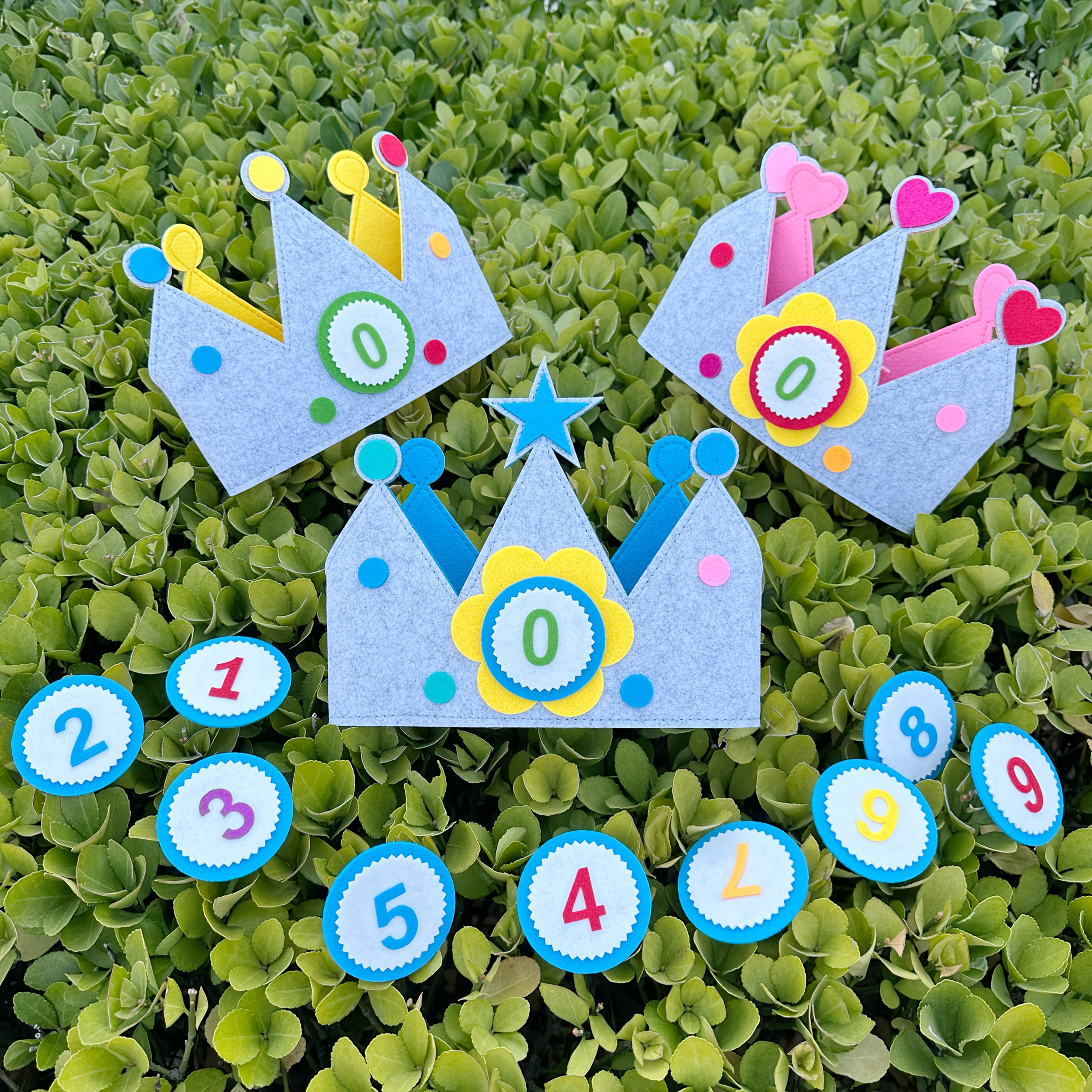 

Adjustable Birthday Party Crown Set - Comfortable Felt, Lightweight Design With Number For Celebrations And Photo Props, Birthday Occasion