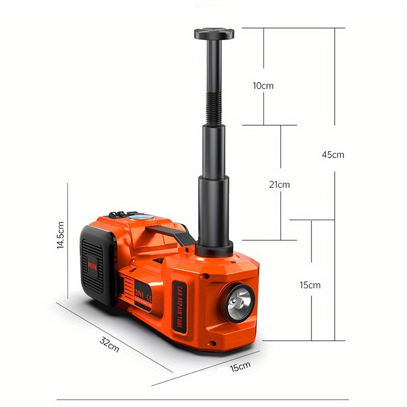2 Specifications: A: Hydraulic Jack 45cm with Built-in Tire Pump and LED Light, B: 53cm Hydraulic Jack + Electric Wrench Set, Essential Car Tools, 12V Electric Car Jack Max 5 Ton/4999.95 KG Hydraulic Jack for SUV, MPV, Sedan, Small Truck Tire