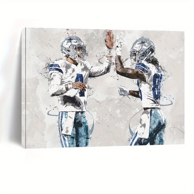 

American Football Canvas Wall Art, Sports-themed High-five Celebration, Modern Home Decor Framed Print, Ideal For Bachelor Party, Premium Material Wall Cut-outs