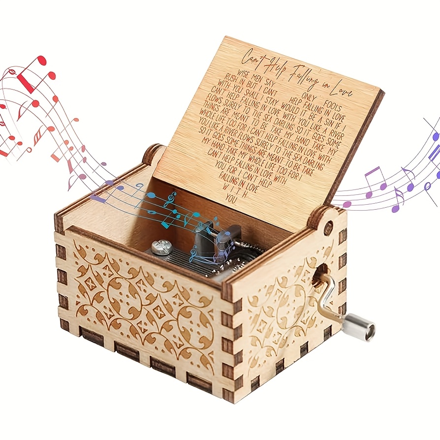 

1pc Can' Music Box, Hand Wooden Vintage Laser Engraved Small Music Box, Gifts For Birthday/anniversary/wedding/valentine/new Year, Desk Office Tabletop Decor