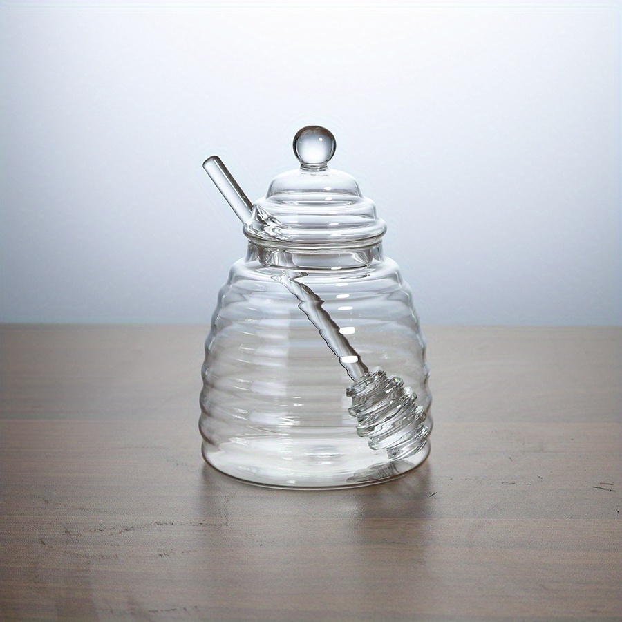 1set Glass Honeycomb Tank Honey Storage Container With And Lid Honey Bottle For Home Svadobné párty Kuchynské náradie