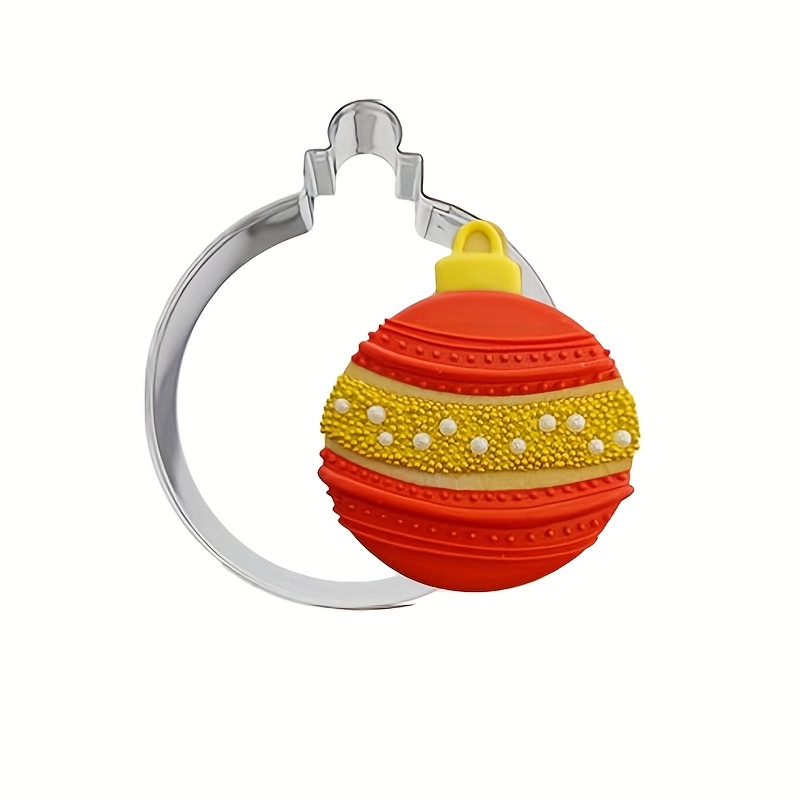 TEMU A Christmas Bulb-shaped Cookie Cutter, 4.3 Inches In Size, Round Shape For Fruit , Stainless Steel Mold For Christmas Decorations, Autumn,