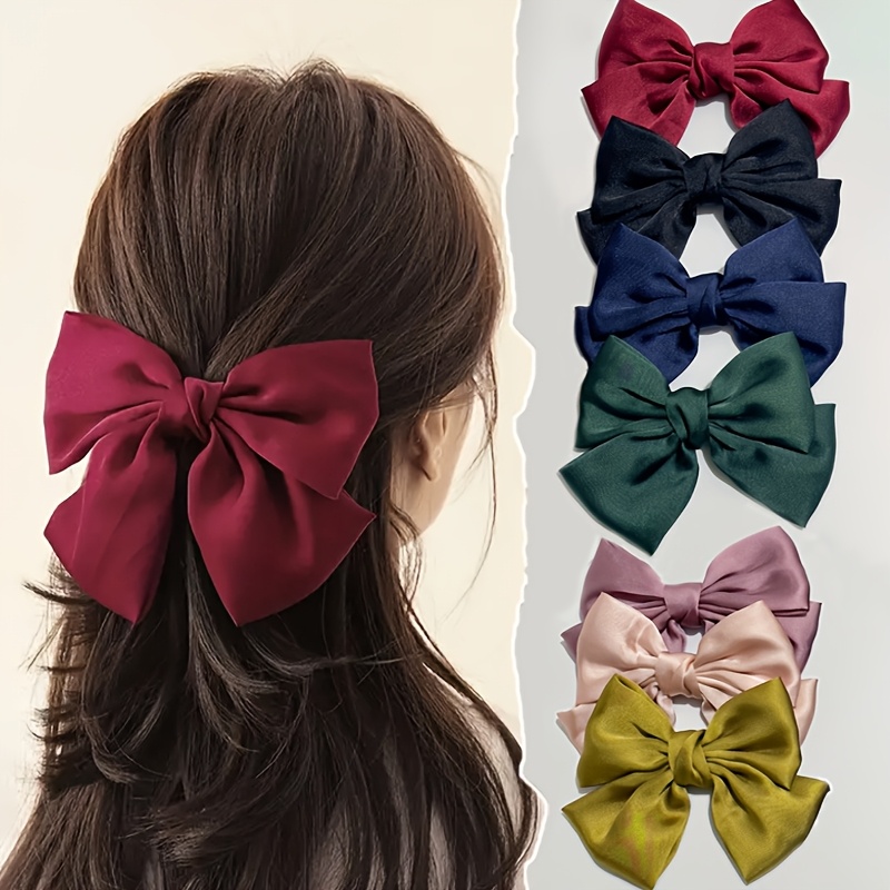 

7pcs/6pcs Pinces à Cheveux en Tissu Printemps et Été Style Princesse avec Nœud, Pince à Frange, Accessoires pour Cheveux de Femmes, Pince à Bec de Canard Décorative Adaptée pour le Port