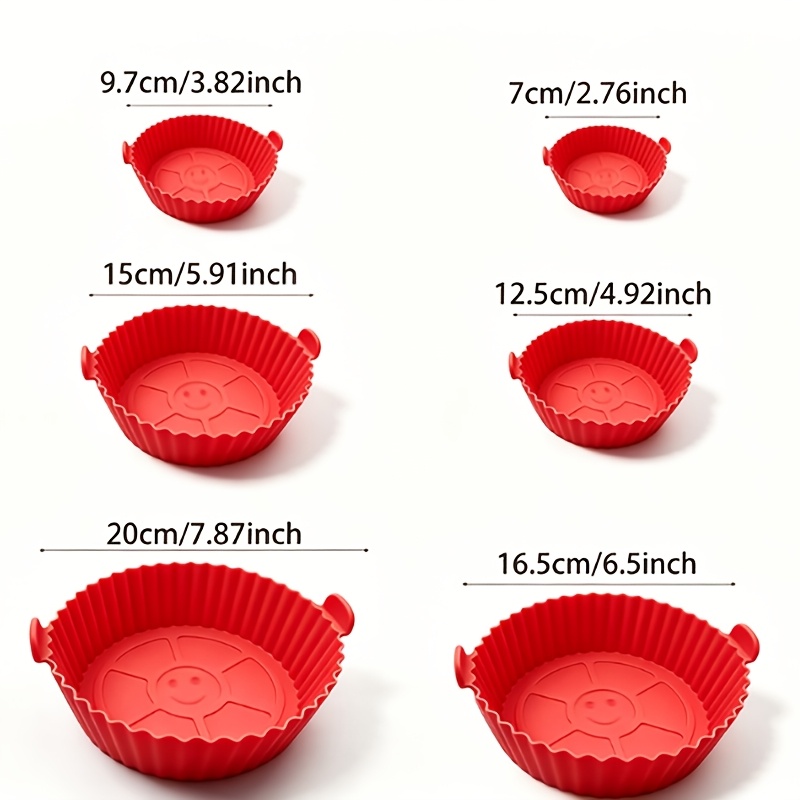 Image of 6pcs/set Silicone Air Fryer And Oven Mats - Food Grade Round Baking Tray Liners, Reusable, Suitable For Cakes/ , Dishwasher Safe