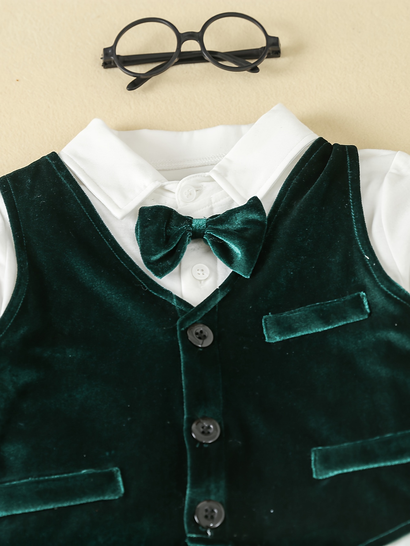 boys' gentleman outfit set long sleeve dress shirt bow tie